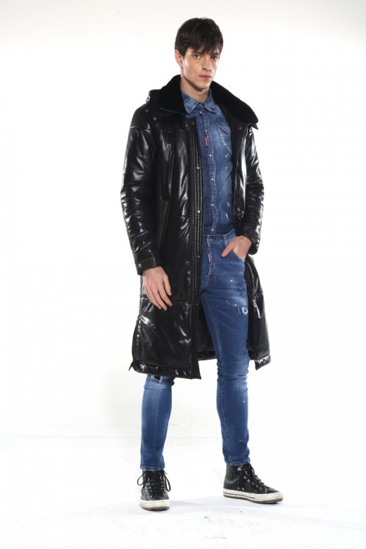 men's long leather jacket