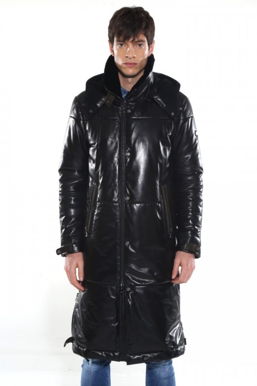 men's long leather jacket